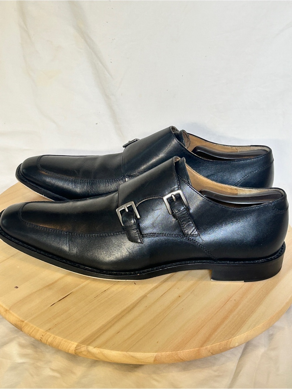 Marco Vittorio Men’s Black Leather Double Monk Strap Square Toe Shoes US 10.5M